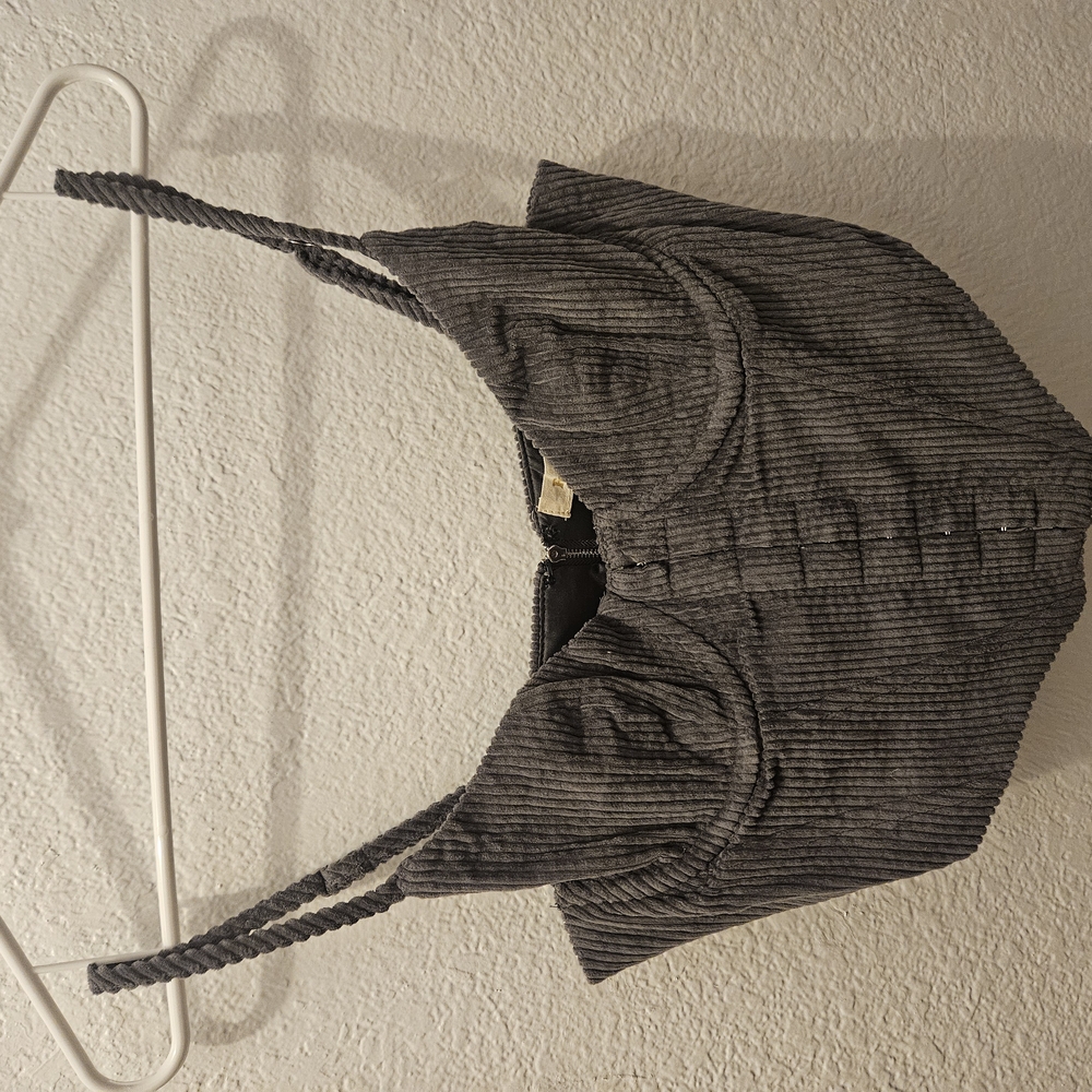 Gray Ribbed Women's Top